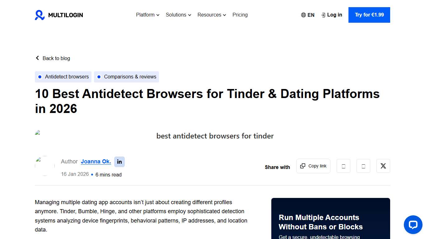 10 Best Antidetect Browsers for Tinder & Dating Apps 2026